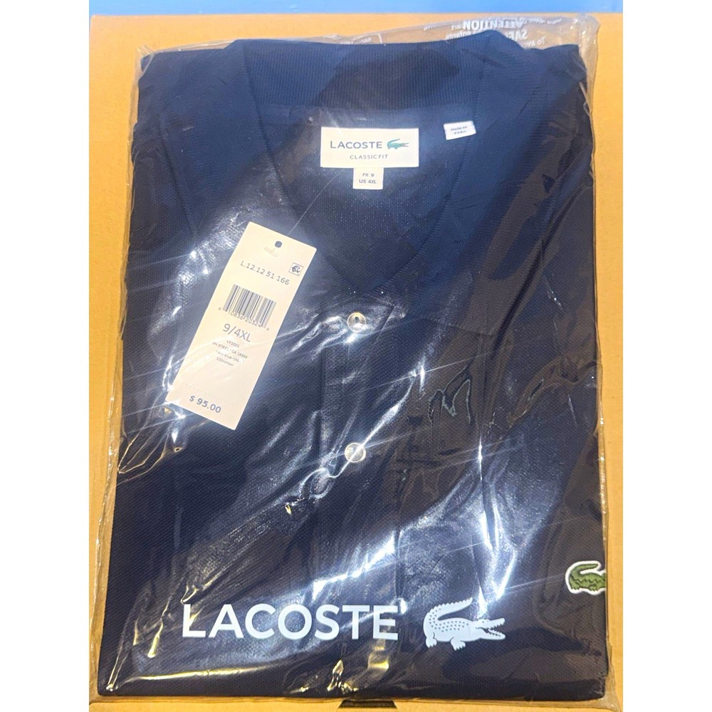 Lacoste Mens 4XL Blue Cotton Knit Classic Fit Polo Short Sleeve Logo L1212